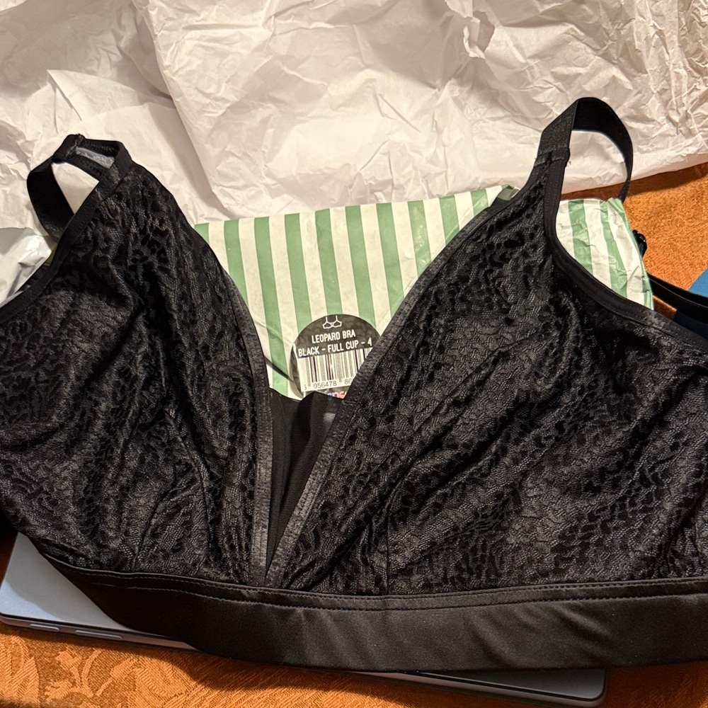 Size 4 Snag Tights Full Cup Leopard Bra-NWOT